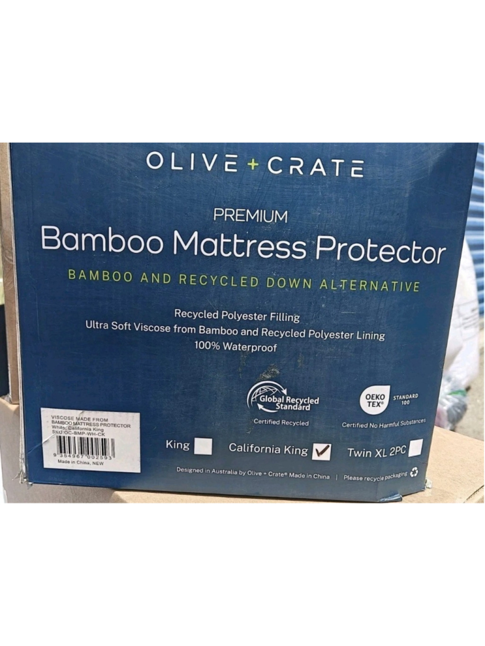 Olive Crate (2) Waterproof & Cooling Bamboo Mattress Cover CALI KING